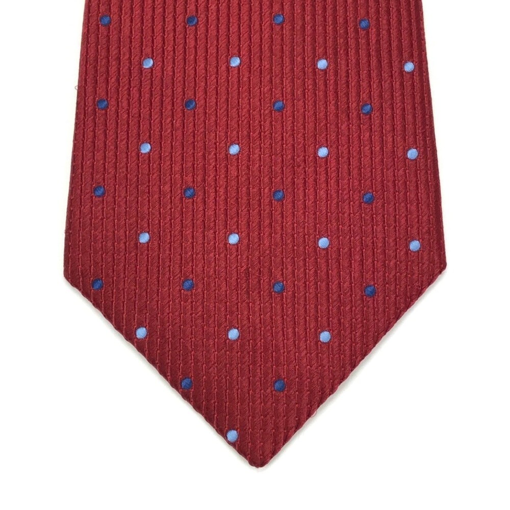 TASSO ELBA Red Blue Polka Dots Elegant Handmade Silk Men's Tie Necktie 58" x 4"